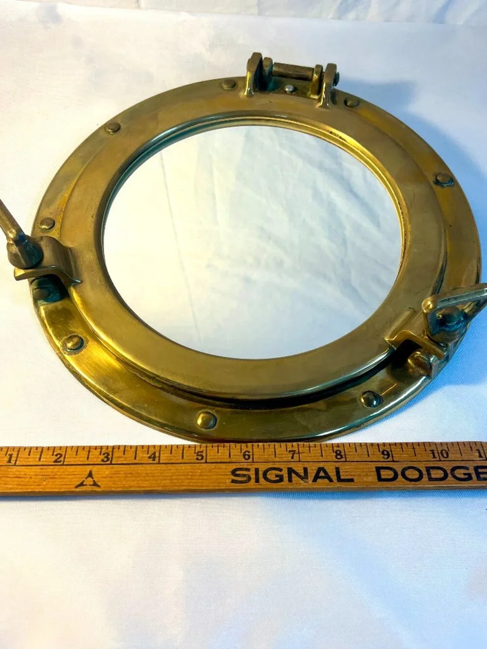 Brass Ship Porthole Mirror Nautical Maritime Hinged Wall Decor - B4